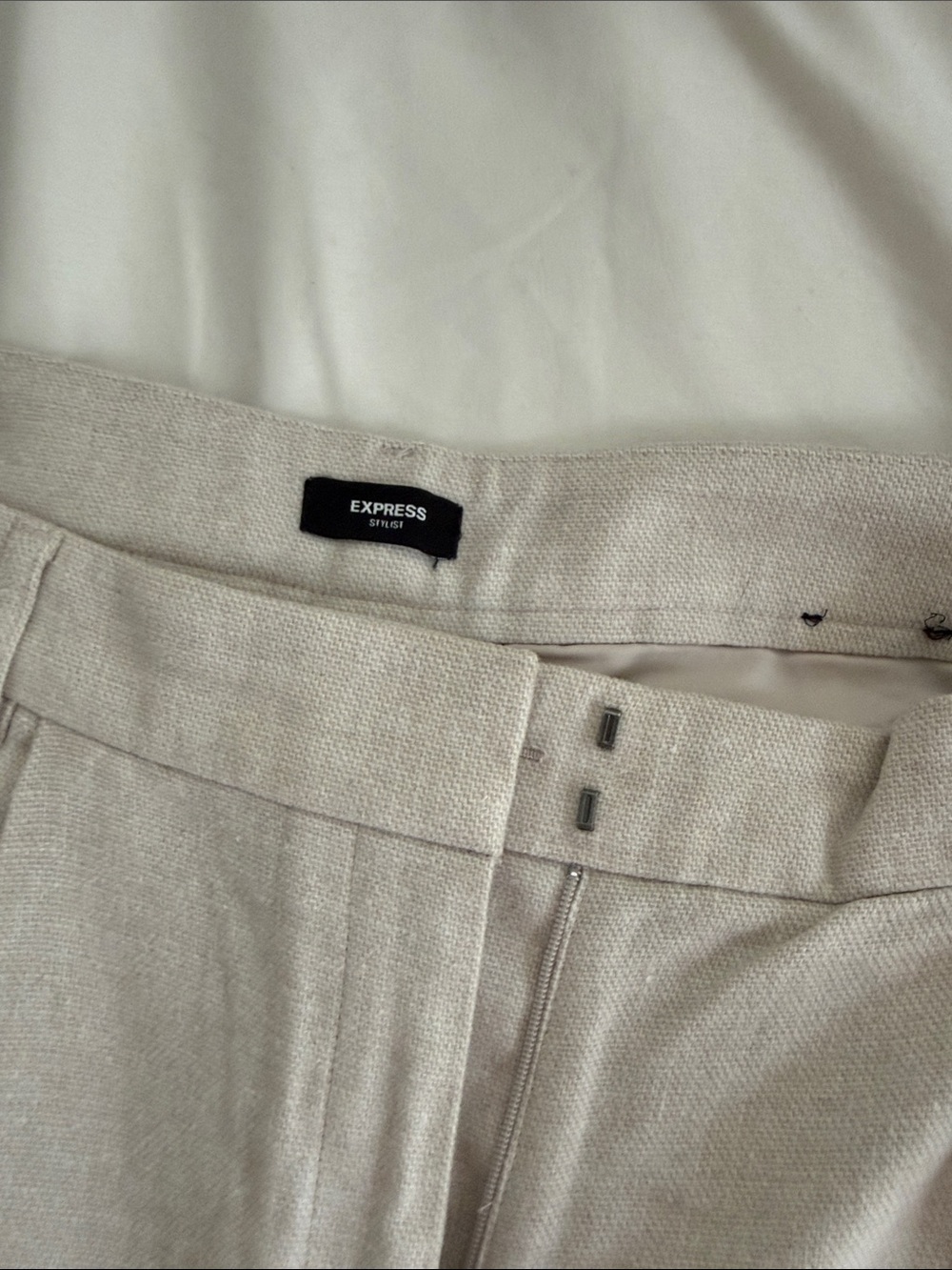 Express women Light Beige Dress Pants – Tailored Front Hook Closure